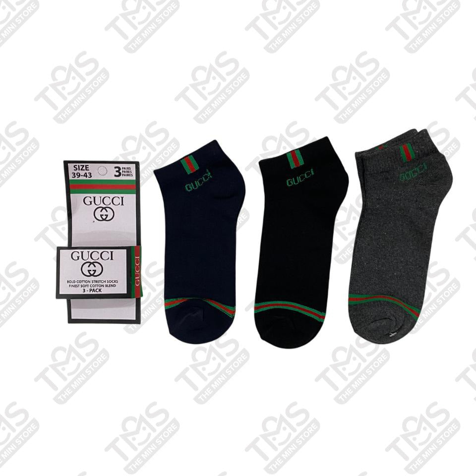 TMS Branded G-U-C-C-I Ankle Socks (Pack Of 3)