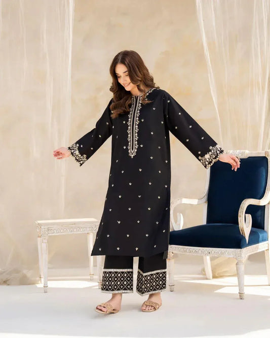 Black hook Embroidered Lawn Ensemble