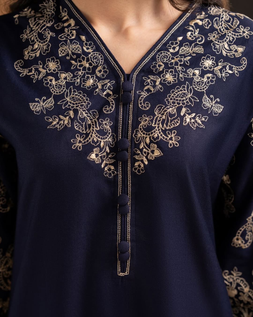 Starlit Navy Embellished Attire SF 367