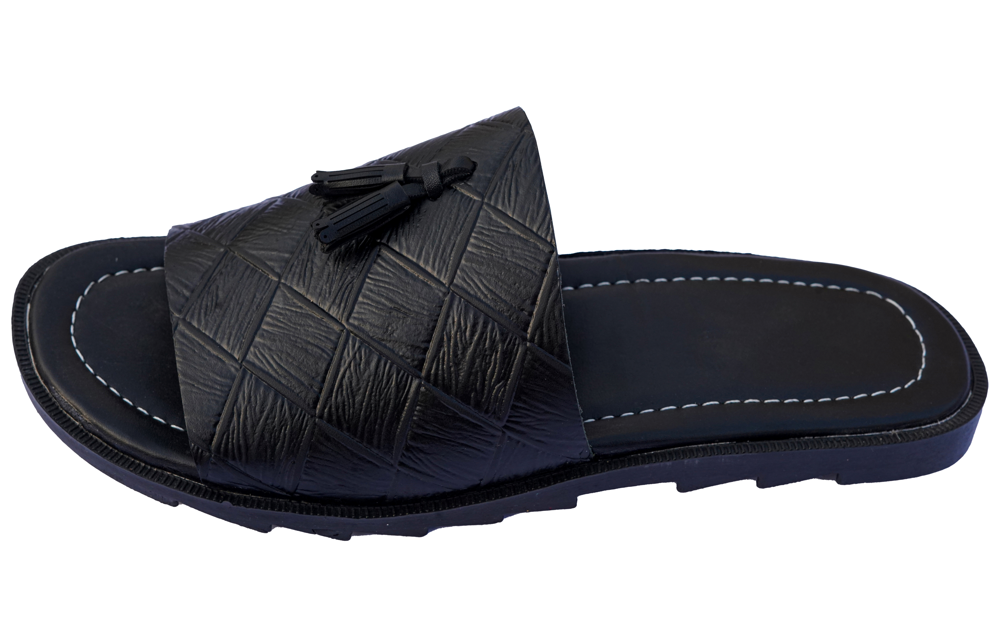 TASSEL MILLED SLIDERS BLACK