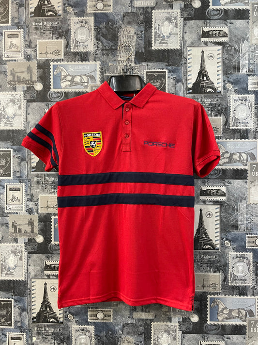 P-O-R-S-H-E Embroided Logo Imported Cotton Polo (R)