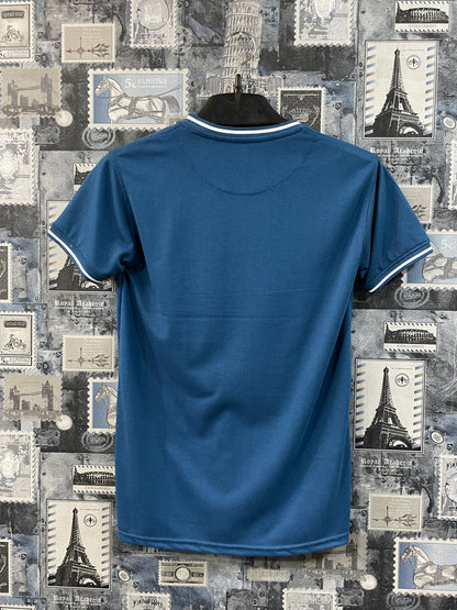 A-d-d-i-d-a-sEmbossed Logo Imported Cotton T-Shirt (Blue)