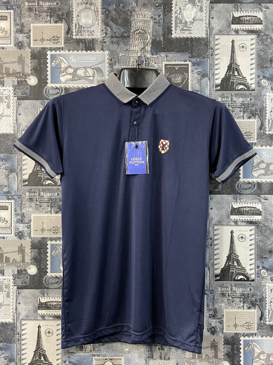 L-V Embroided Logo Dry Fit Polo (BLUE)