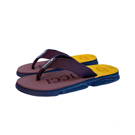 G-U-C-C-I High Sole Slippers (Brown and Yellow)