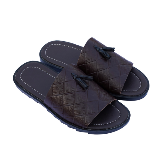 TASSEL MILLED SLIDERS COFFEE