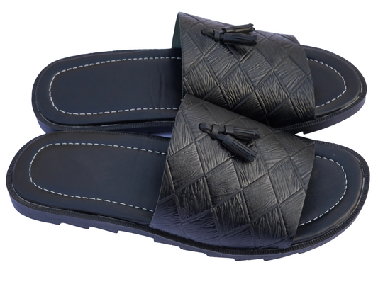 TASSEL MILLED SLIDERS BLACK