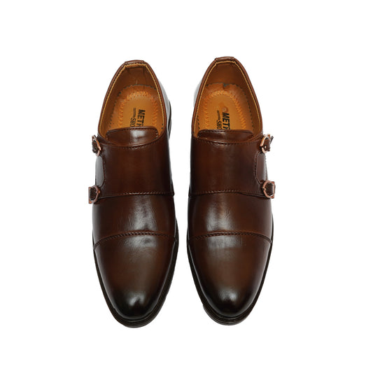 DOUBLE MONK STRAP DARK BROWN SHOES