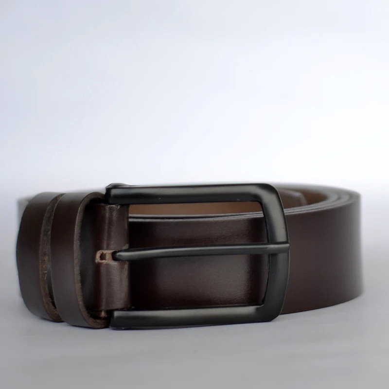 Wood Brown Leather Belt