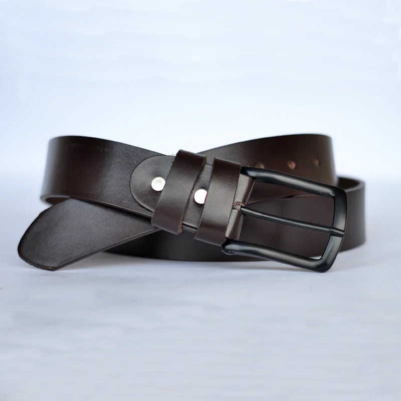 Wood Brown Leather Belt